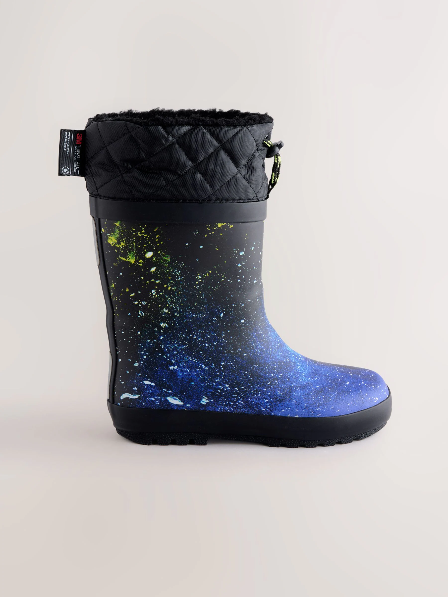 blauw galaxy - Warme gevoerde regenlaarzen met rand