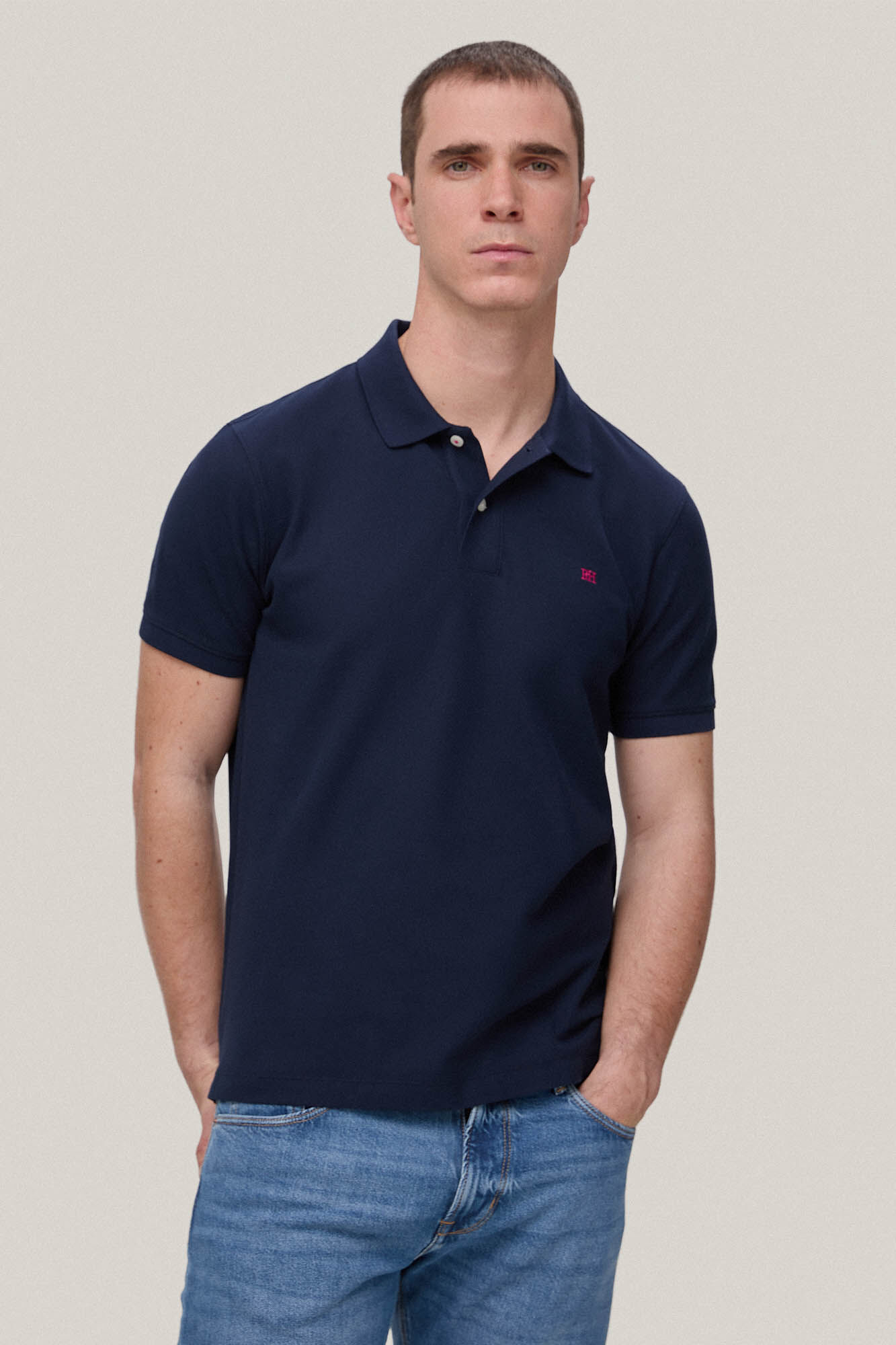 Camisa polo com logotipo - Azul