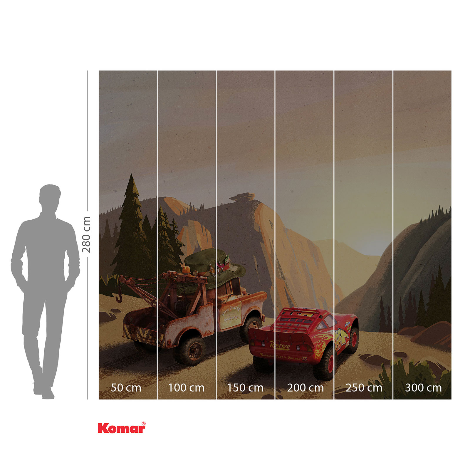 Vlies-Fototapete CARS SUNDOWN - bunt - 300x280 cm