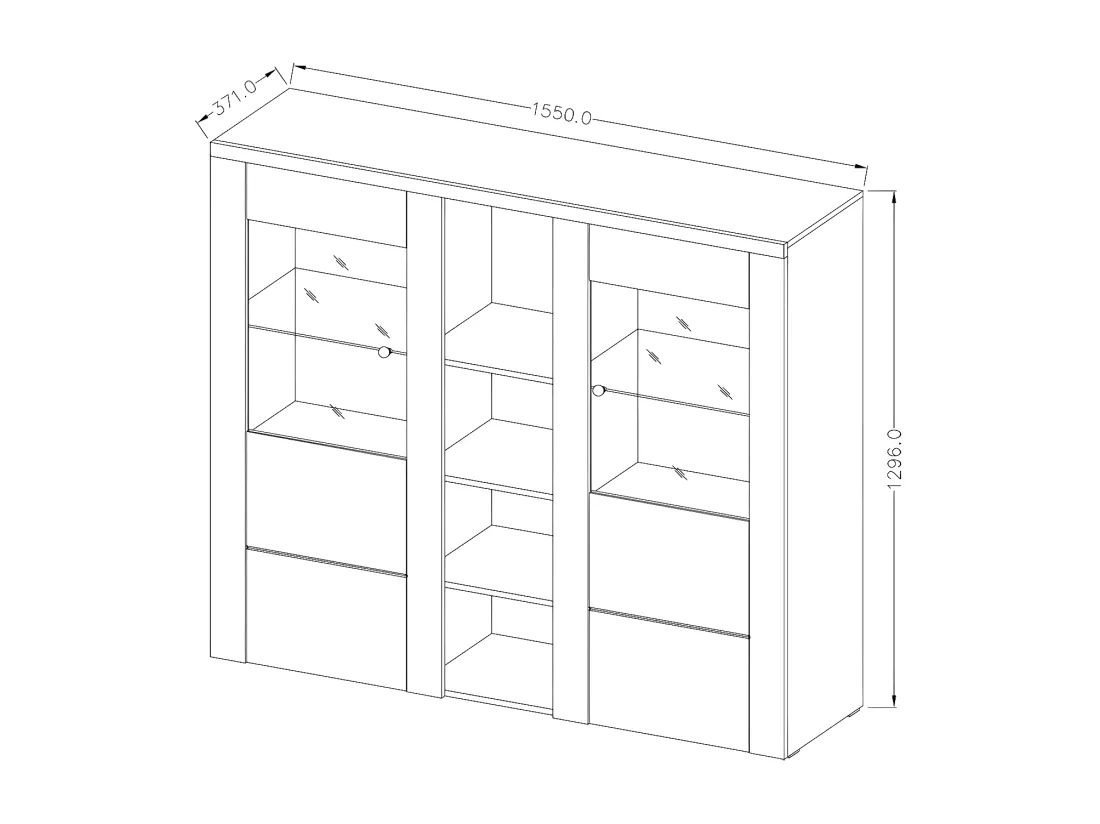 Vaisselier design 2 portes pour salon couleur noyer et noir effet bois. collection SANTIAGO.