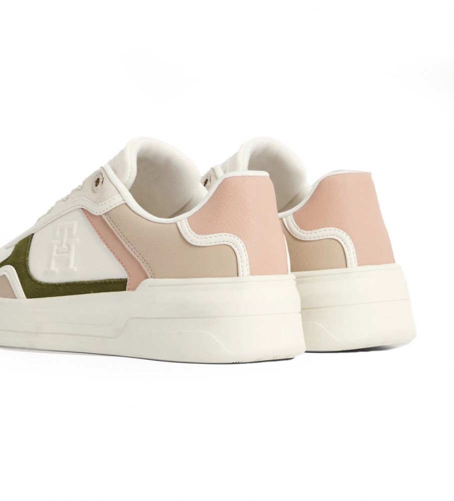 Tênis Tommy Hilfiger Essential Monogram em couro bege