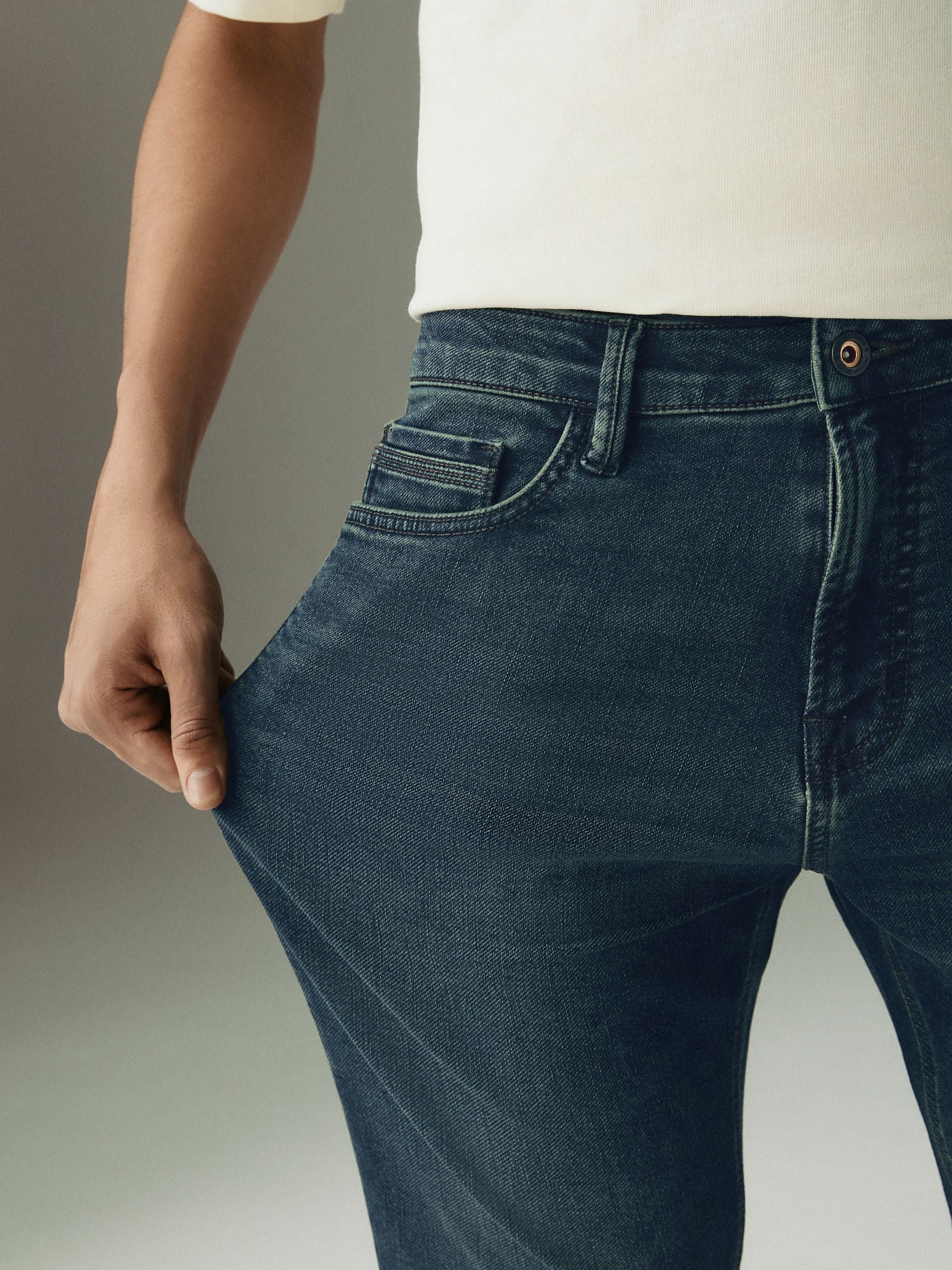 Vintage getint blauw - Slim Fit - Comfortabele stretchjeans