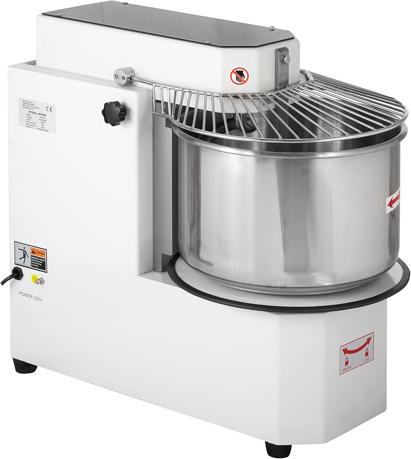 Teigknetmaschine ECO 30 Liter 230 Volt - variabler Kopf Gastronomiebedarf