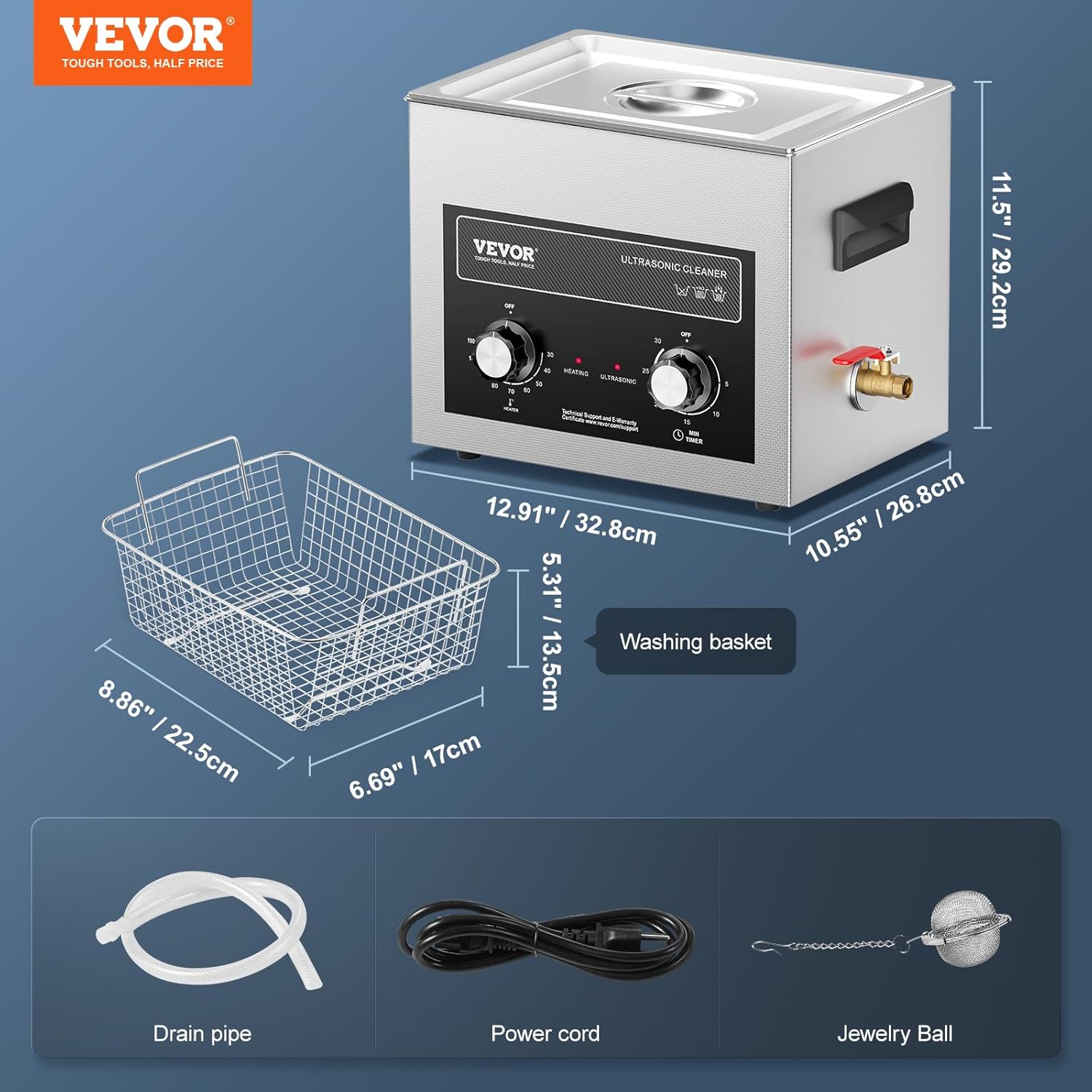 VEVOR 10 L Ultraschallreiniger mit Heiztimer & Korb, professionelle digitale Schallkavitationsmaschine, 240 W Reinigungsmaschine für Laborwerkzeuge Metallteile Vergaser Messing Autoteile Motorteile