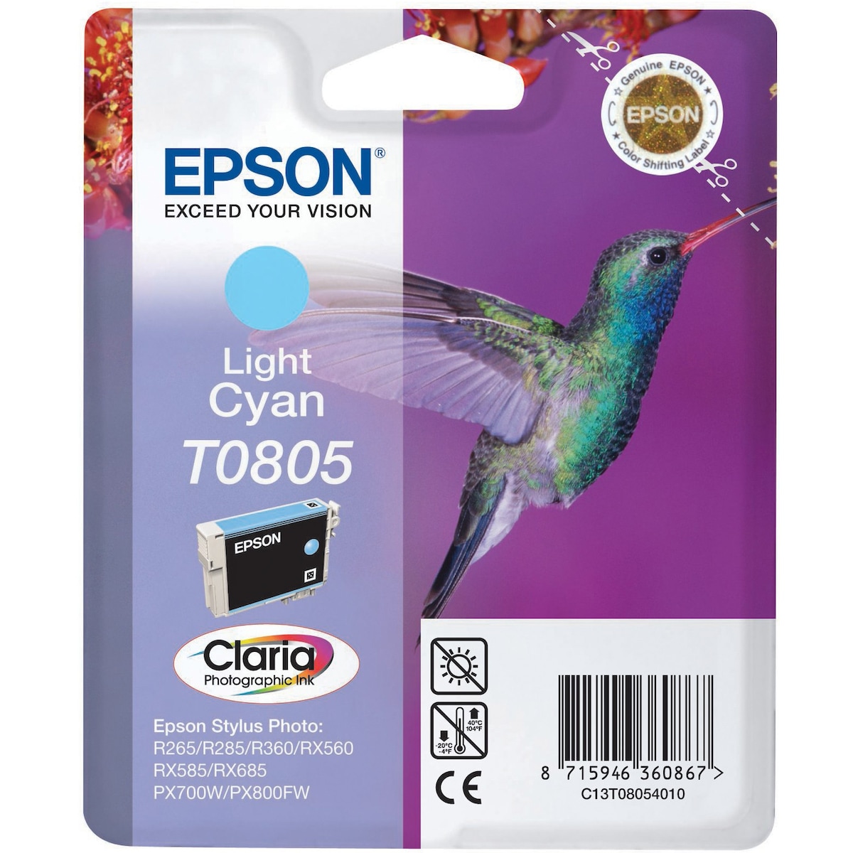Epson blekkpatron Claria T0805 Lys Cyan