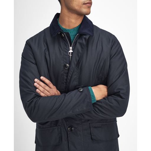 Barbour Wax Mac Frakke, Navy/Greenloch Tartan, L
