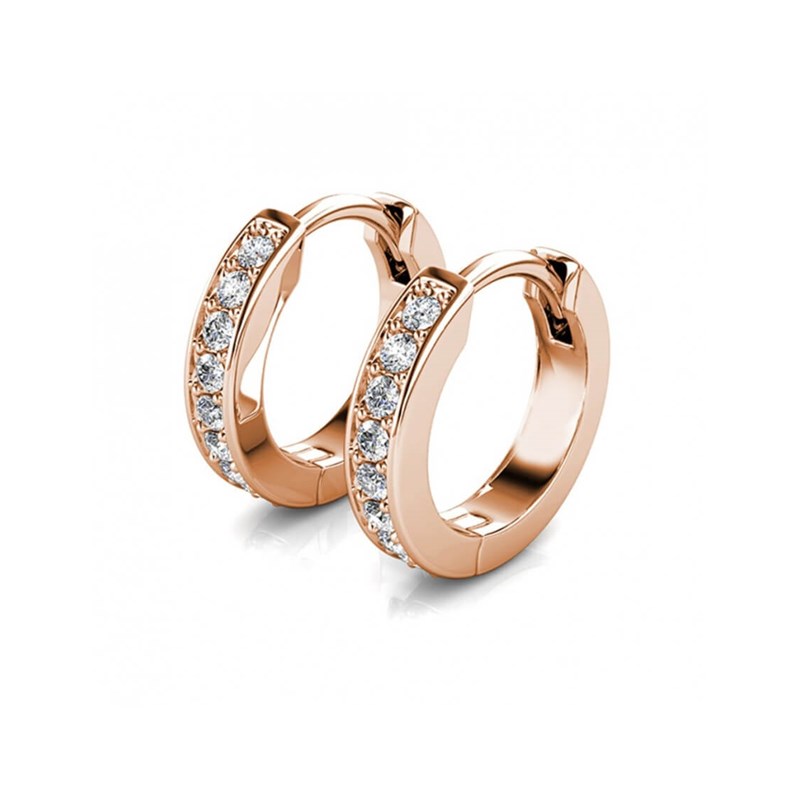 Boucles d'oreilles Circle Hoop - Or Rosé et Cristal