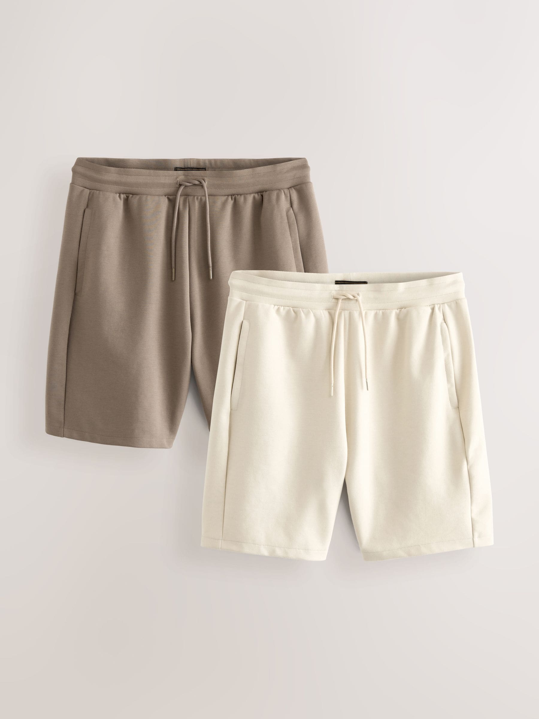 Ecru naturel - 2 jersey shorts met ritszakje
