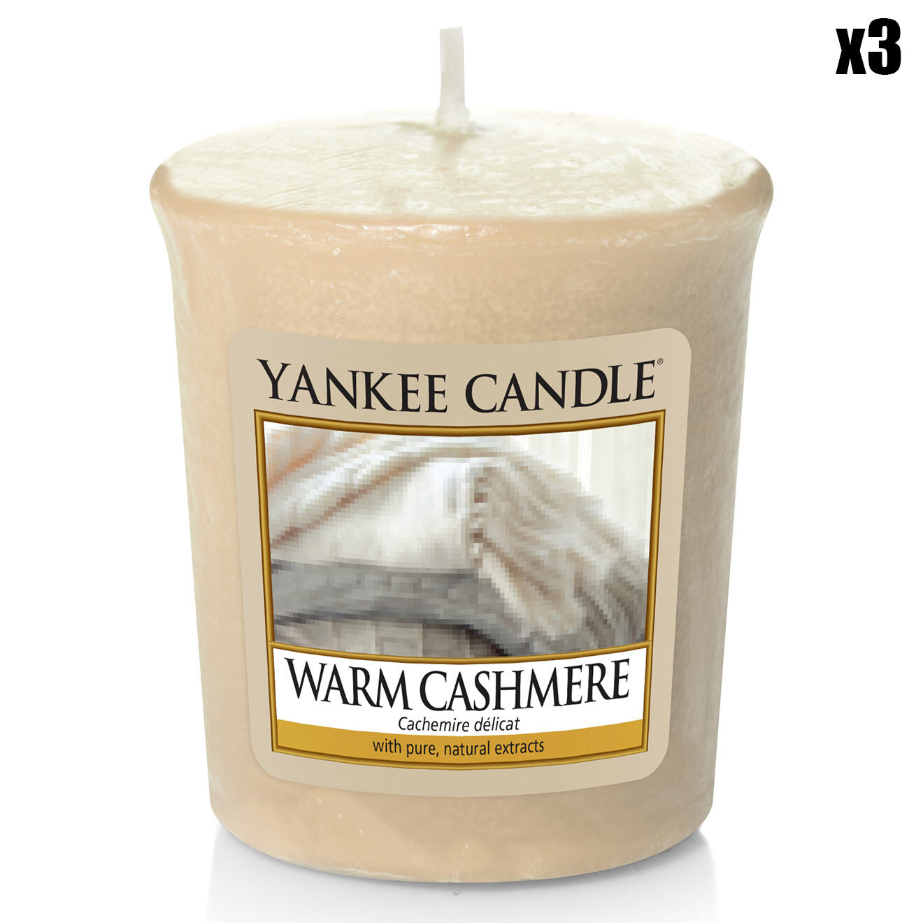 Yankee Candle 3 Bougies parfumée votive Cachemire délicat - 15h