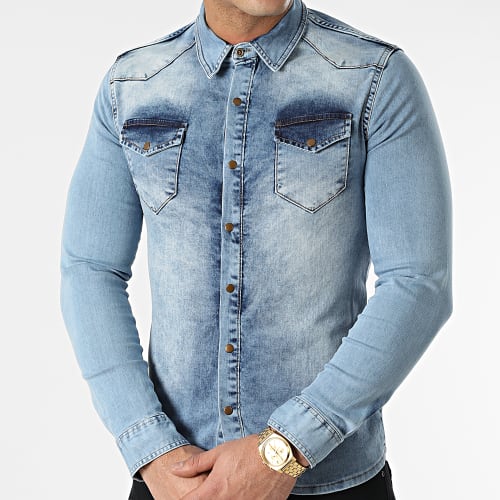Chemise Manches Longues Jean Super Skinny Fit 979 Bleu Denim
