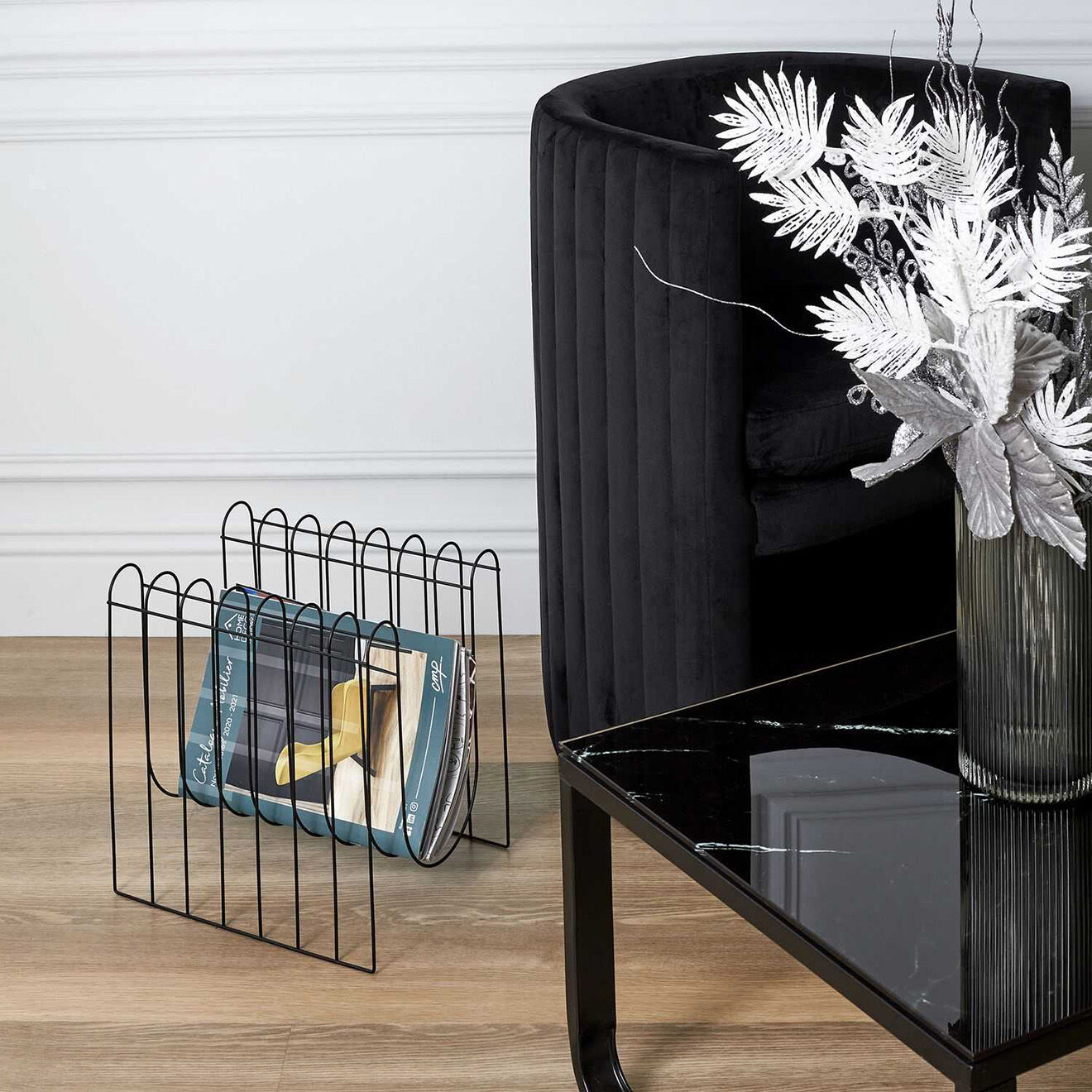 Home Deco Factory Range magazine filaire noir -  32x33x26 cm