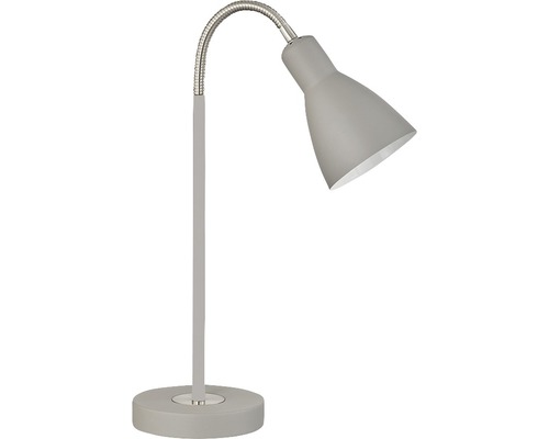 Lolland bureaulamp met één lamp, HxØ 43x15 cm, zandgrijs/nikkelkleurig, met snoerschakelaar