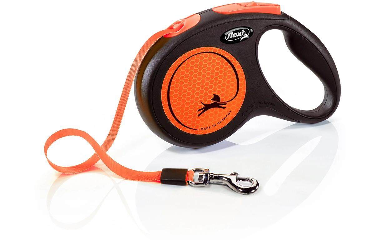 Hundeleine New Neon Orange M, 5 mRoll-Hundeleine mit reflektierenden Elementen