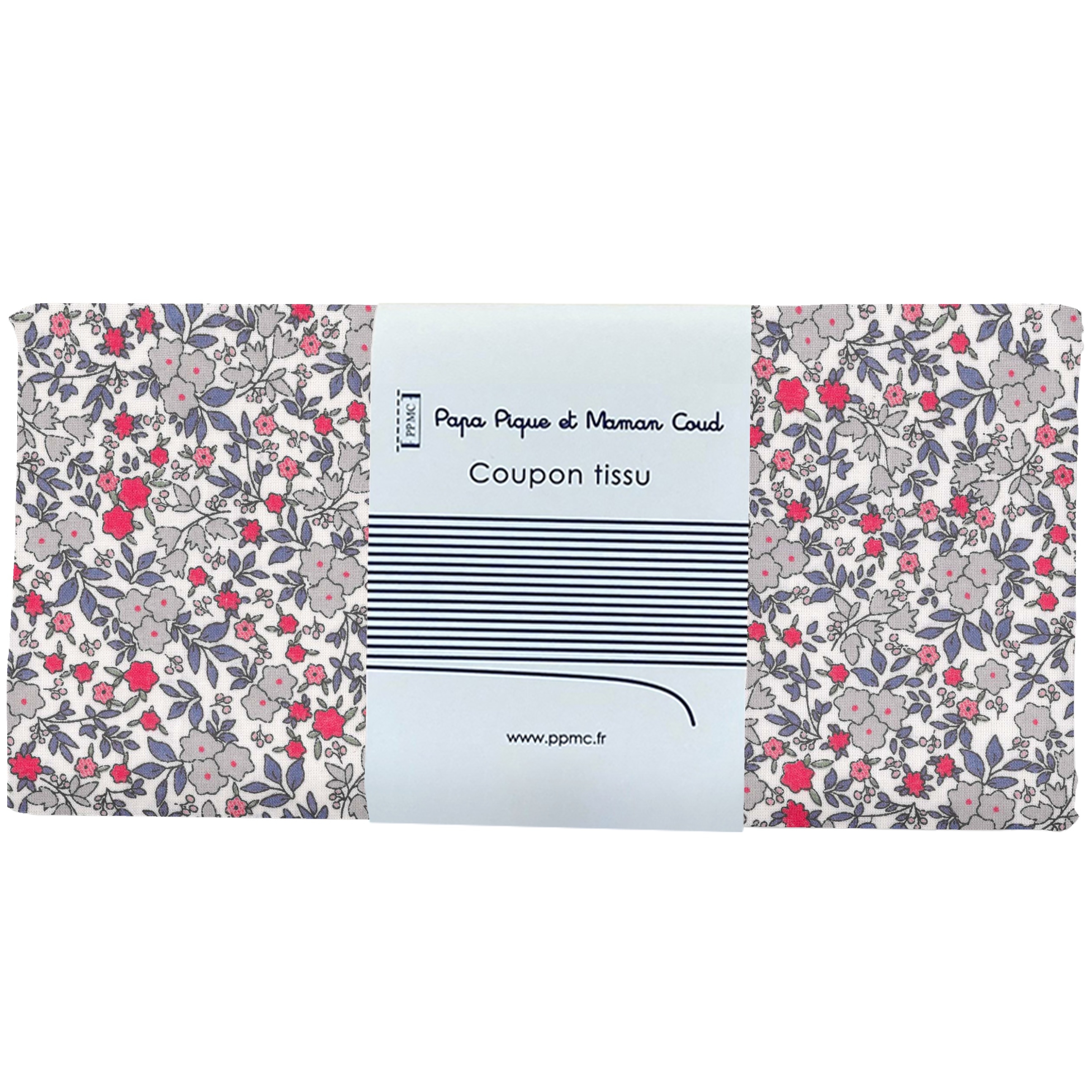 Coupon Tissu 50 Cm Serenade Rouge Gris