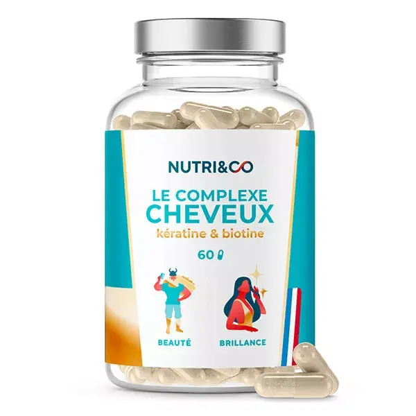 Nutri&Co Complexo de Queratina e Biotina para Cabelo, Unhas e Cabelo - 60 cápsulas