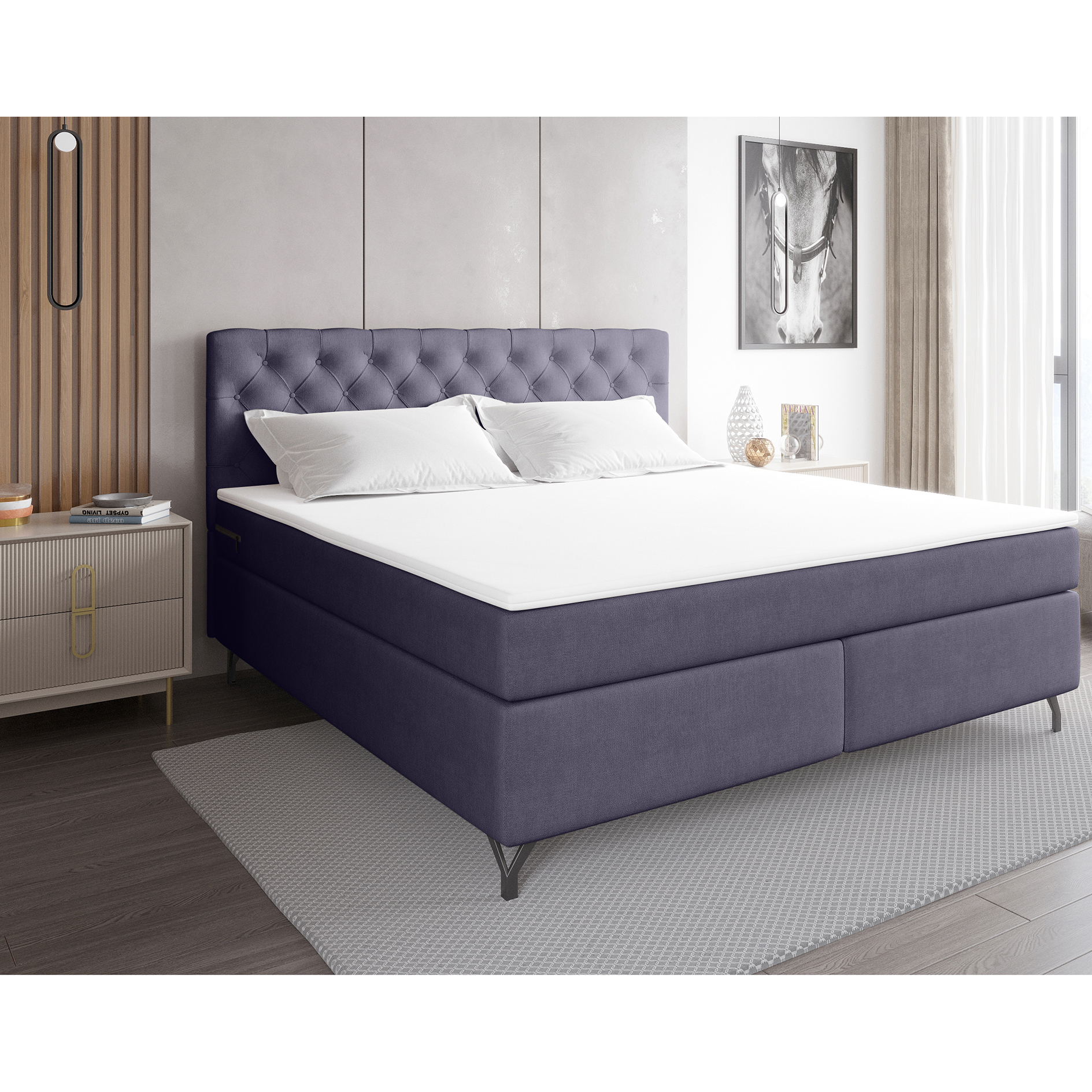 Boxspringbett - dunkelgrau - inklusive Topper - 180x200 cm
