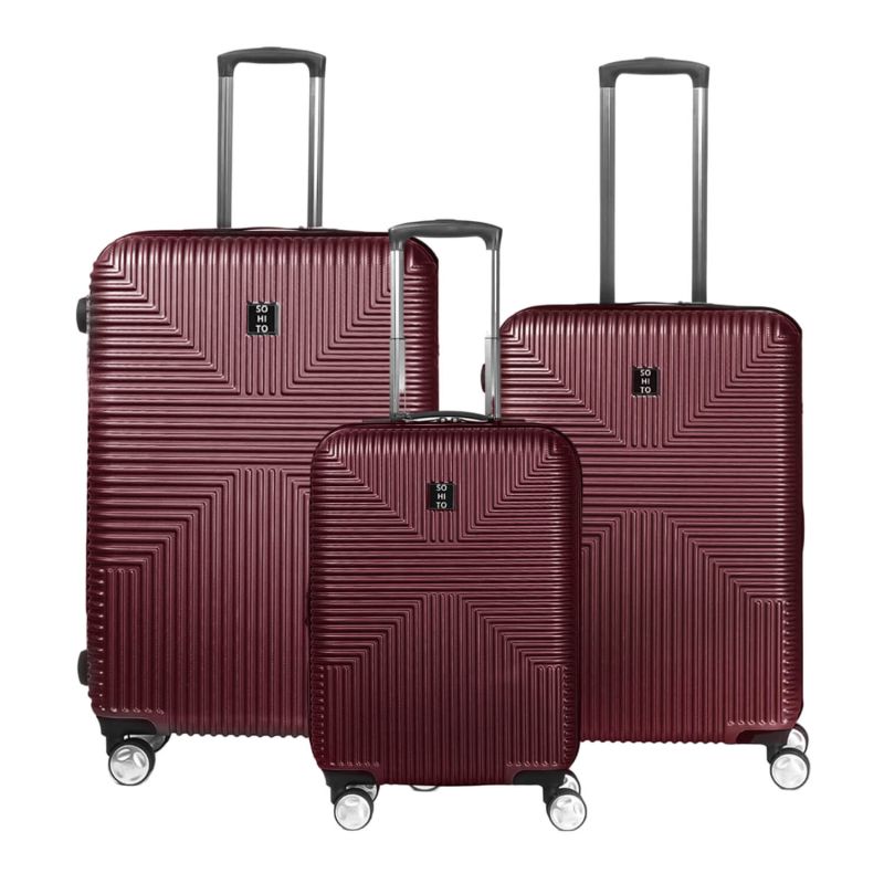 Lot de 3 valises rigides Takai Extensibles 55, 67 et 77 cm Burgundy