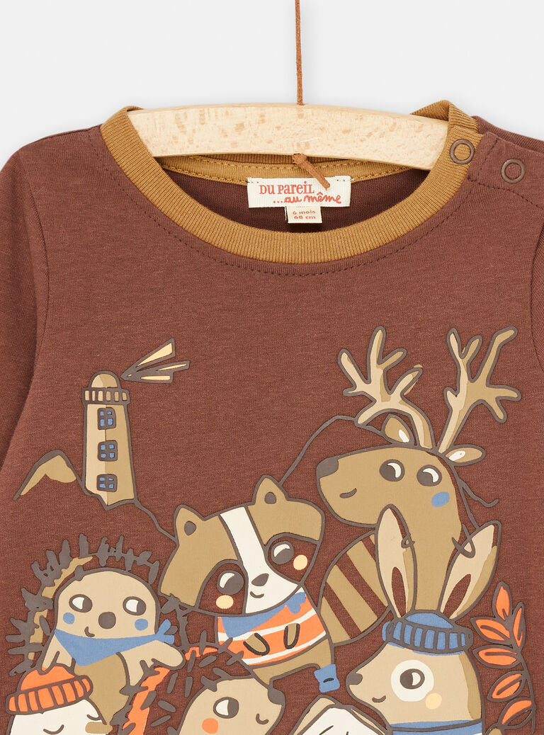 T-shirt marron à motifs animaux