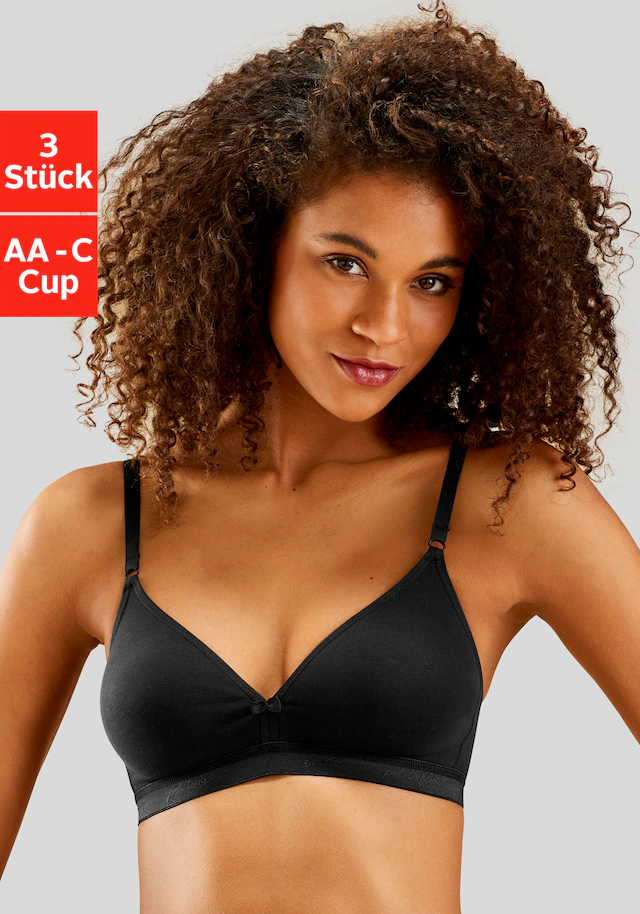 petite fleur Bralette-BH, 3 Stücker Packung, ohne Bügel im Triangel-Schnitt aus schöner Baumwolle