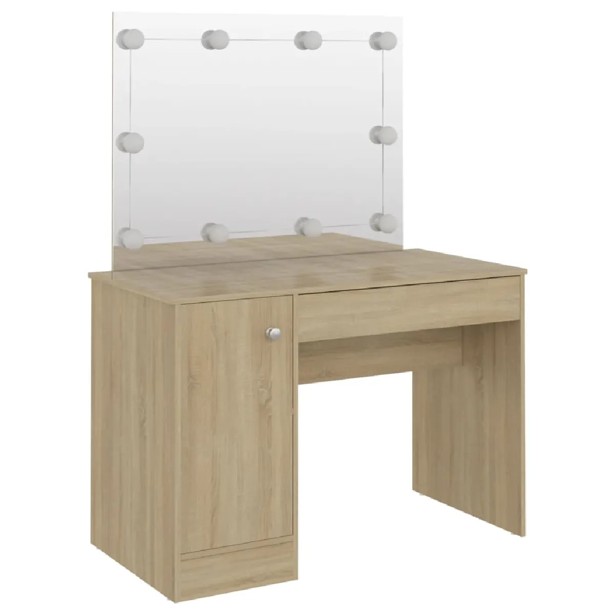 vidaXL Table de maquillage avec LED MDF Chêne 110x55x145 cm