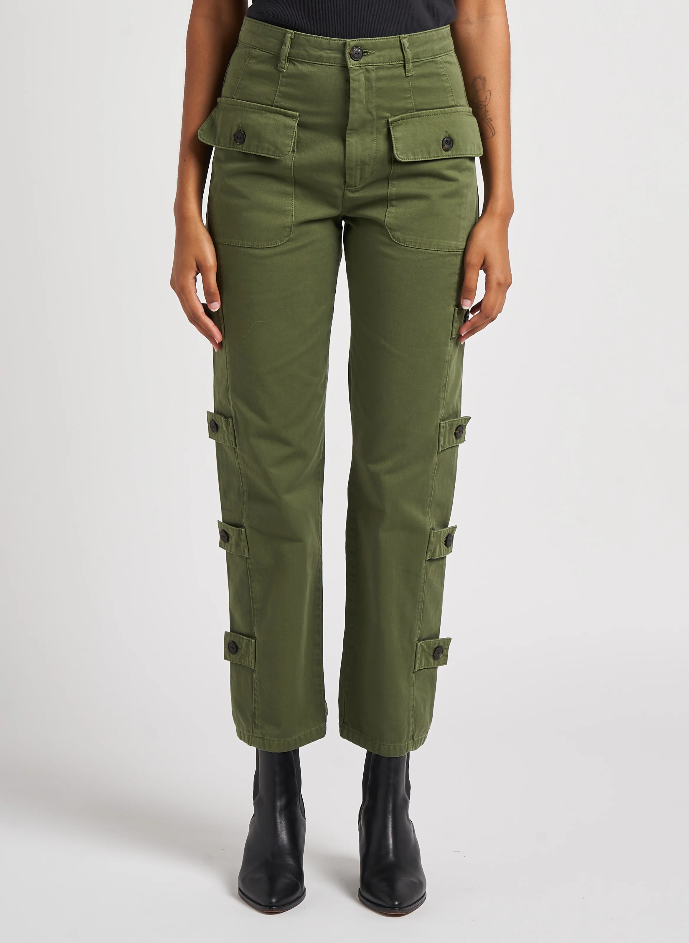 CLIMA - Pantalon droit en coton | Kaki