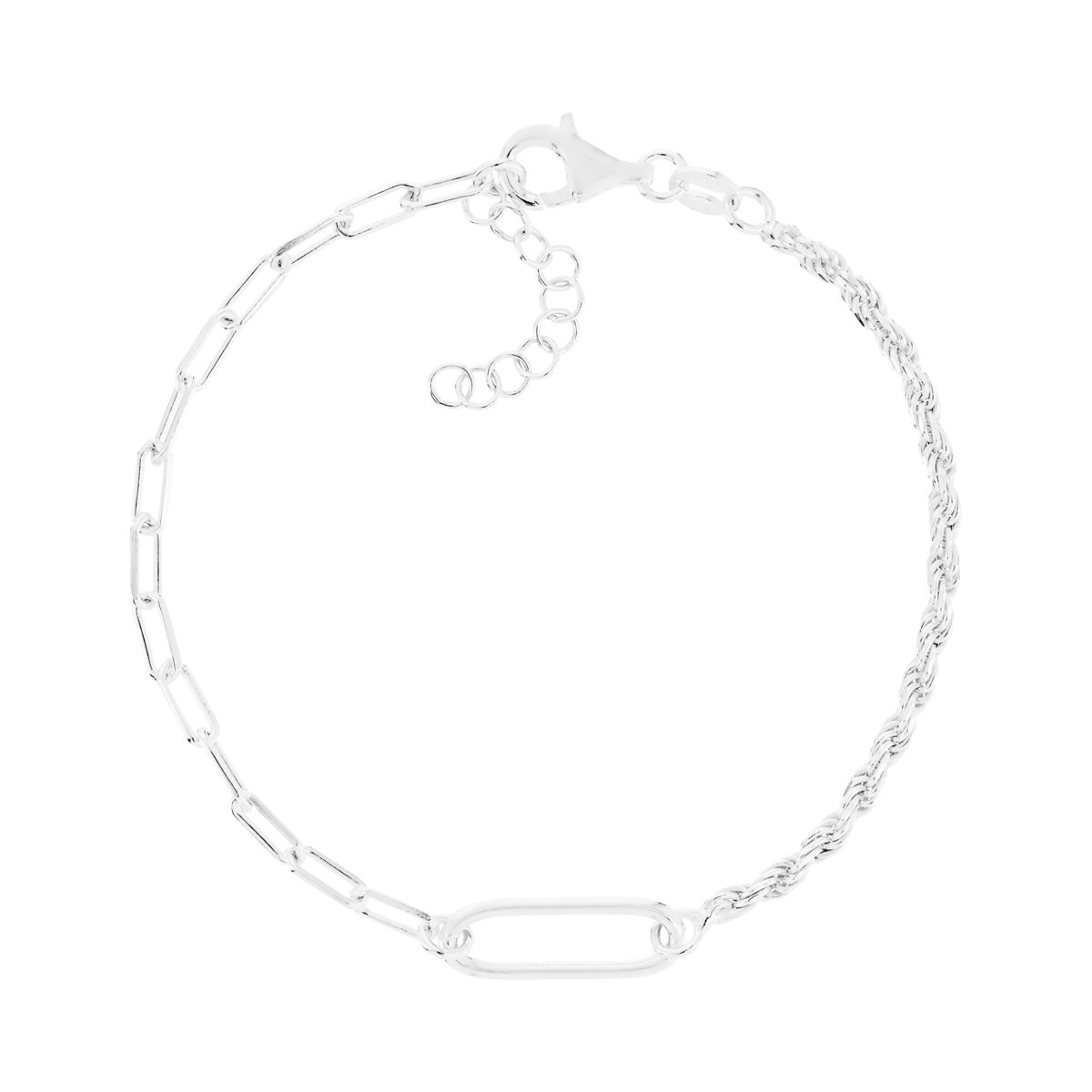 Bracelet argent 925 maille trombone et torsadée 20,5 cm