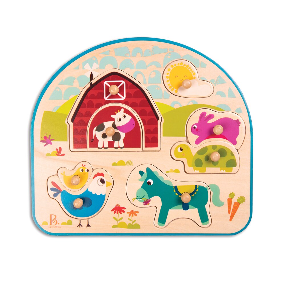 B.TOYS B. Animal Barnyard - Holzpuzzle Bauernhof 8-teilig