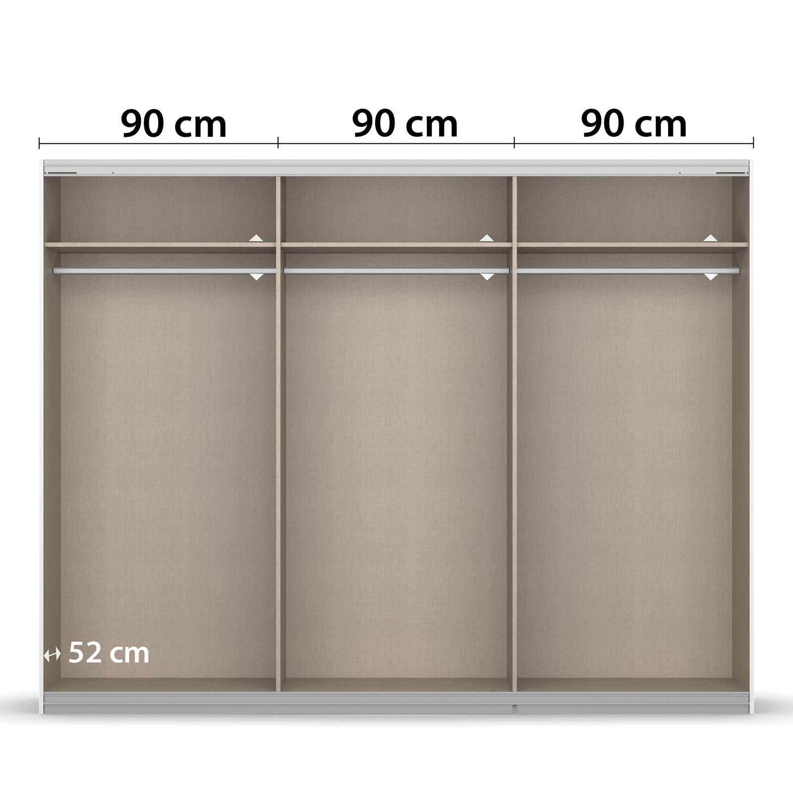 Schwebetürenschrank - alpinweiß - Eiche Sonoma - 271x210 cm