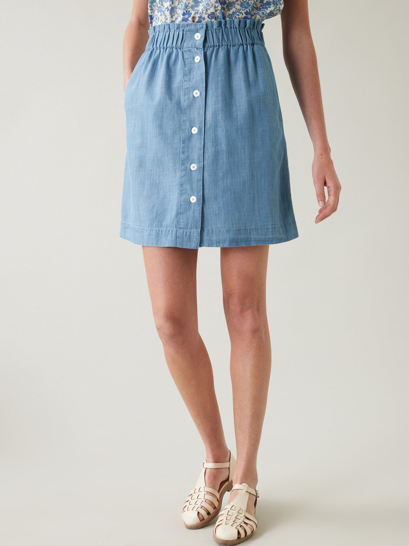 Jupe courte denim light femme