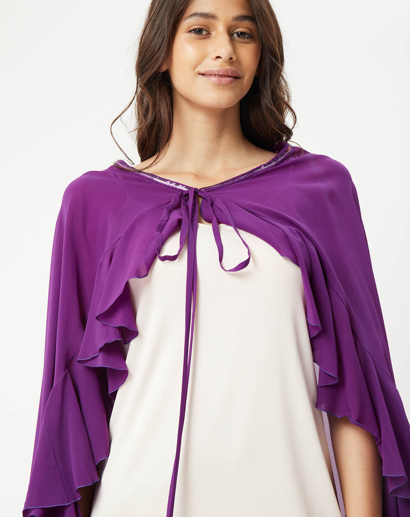 La Perla Cape longue volantée Bejeweled violette