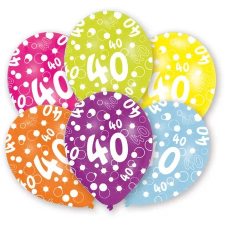 amscan Latexballons Geburtstag 40, bunt 6 Stück