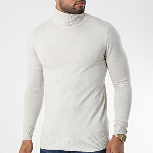 Pull Col Roulé J663 Beige