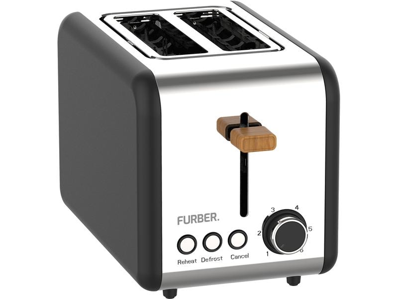 FURBER Toaster Chaplin Schwarz matt Gleichzeitiges Rösten von 2 Toastscheiben