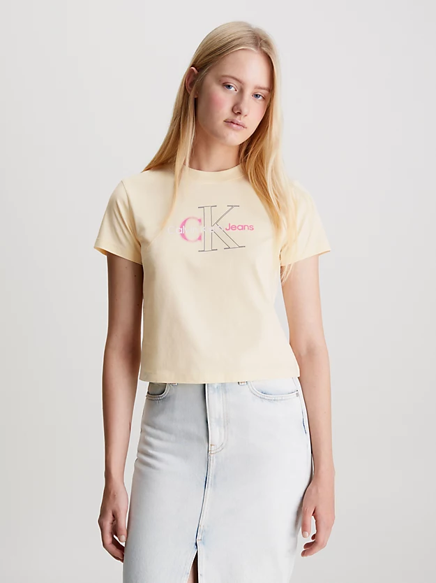 Camiseta curta com monograma