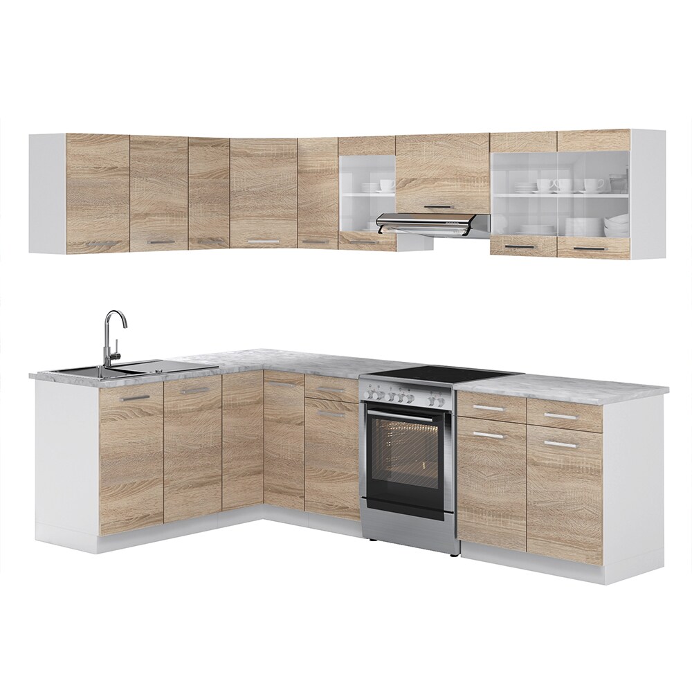 VICCO KÜCHENZEILE L 270CM KÜCHENBLOCK WINKEL ECK EINBAU SONOMA EICHE R-LINE