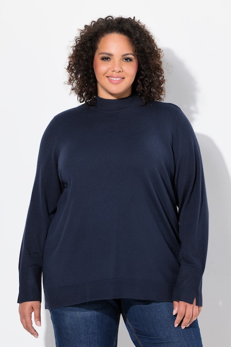 Pullover, Stehkragen, Langarm, Rippbündchen