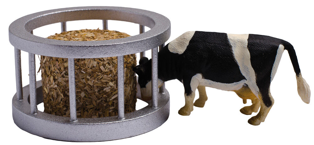 Kids Globe Voederring met ronde baal en koe 1:32 - Accessoires