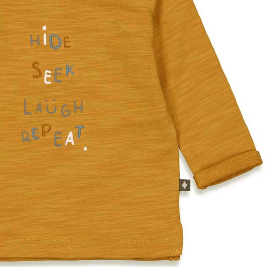 Feetje Langarmshirt Repeat Griddly Bear Okergeel
