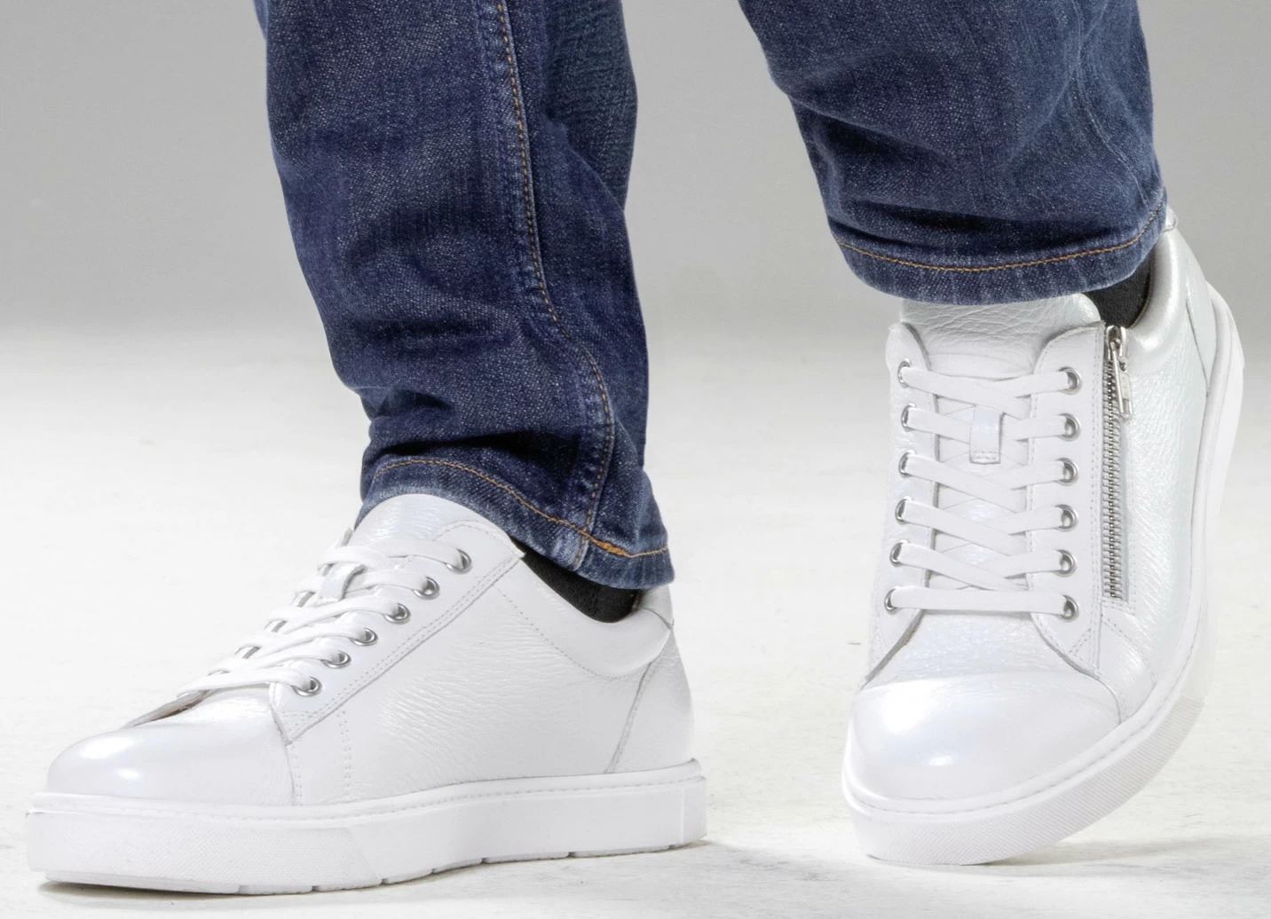 Sneaker aus bestem, genarbtem Hirsch-Nappaleder