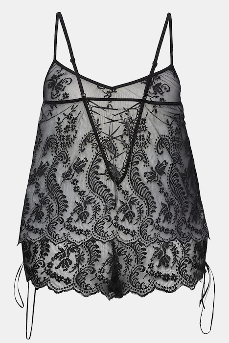2-tlg. Set, Top & Shorts, Spitze