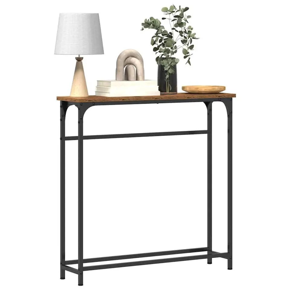 vidaXL - Sidetable - Oud hout - Gelaagd hout en metaal - 75x19.5x75 cm