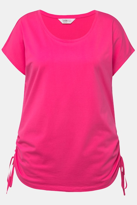T-Shirt, oversized, Rundhals, seitliche Raffungen