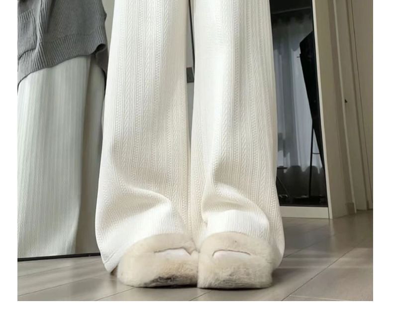 evanesce - High Rise Plain Chenille Gevoerde Wijde Broek