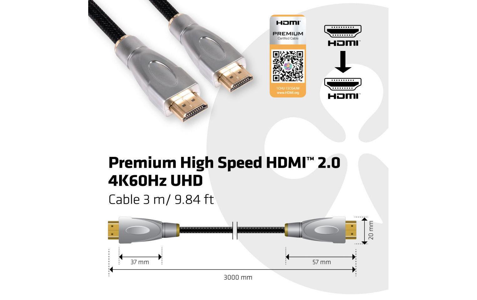 Kabel HDMI 2.0 - HDMI Premium, 3 mPremium High Speed HDMI 2.0 Kabel, 4K60Hz UHD