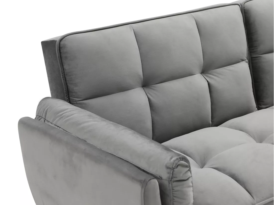 Canapé 3 places convertible clic-clac en velours gris GULCAN