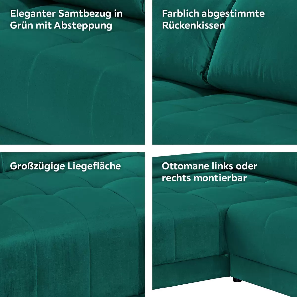 Ecksofa Adria 246 x 137 grün