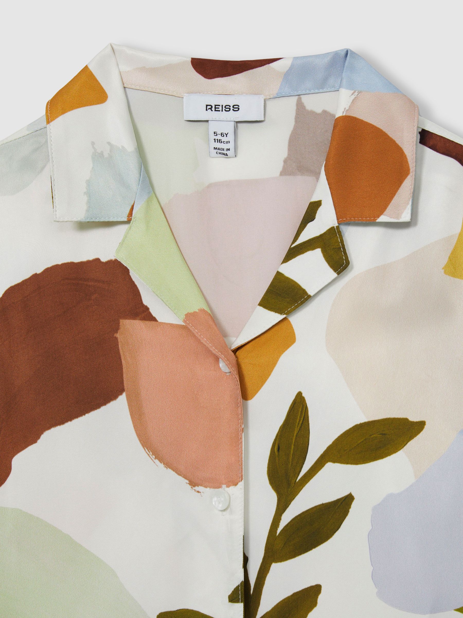 Reiss Tommi overhemd met Cubaanse kraag en print