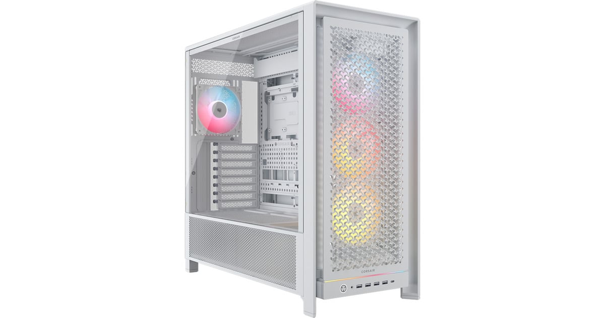 CorsairFRAME 5000D RS ARGB midi tower behuizing  (Wit | 4x USB-A | 1x USB-C | RGB | Tempered Glass, Tweedekans)