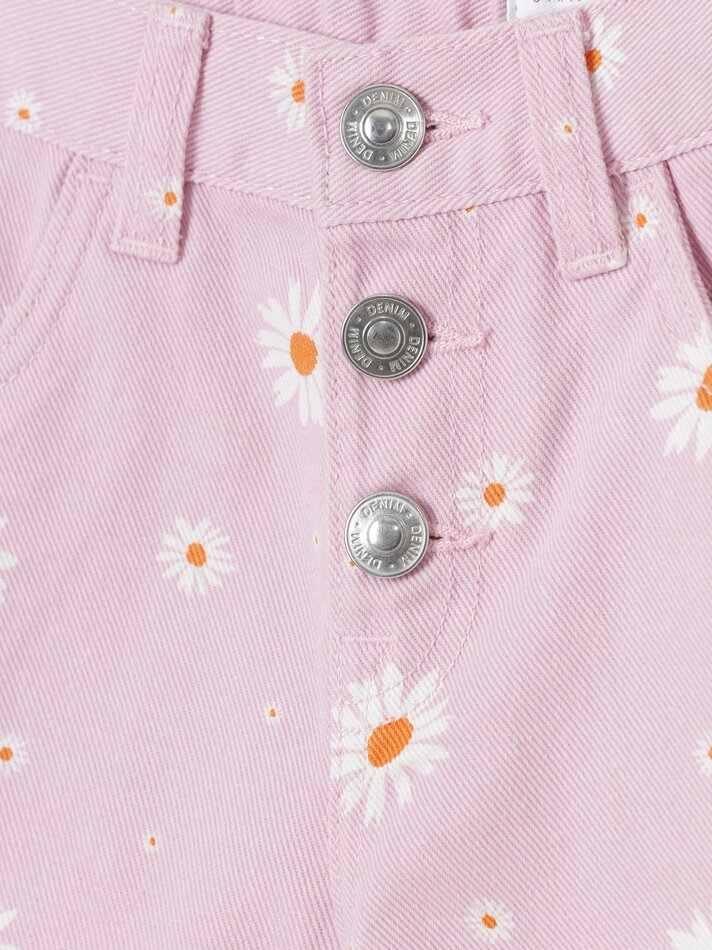 Calças culote jeans - Branco Rosa