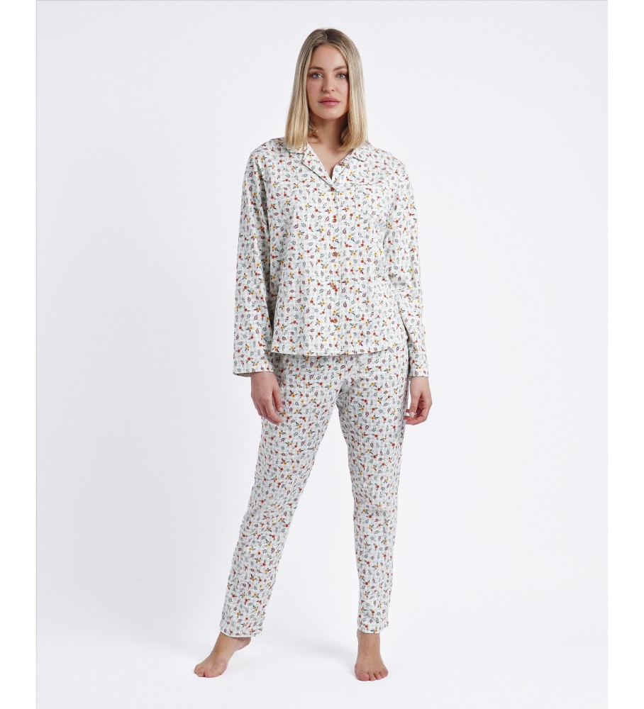 Pijama aberto de manga comprida verde vichy Admas Autumn